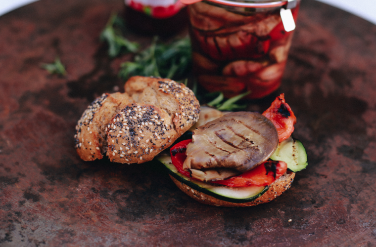 Italian-Style Rolls with Sweet-and-Sour Grilled Vegetables with Black Currant